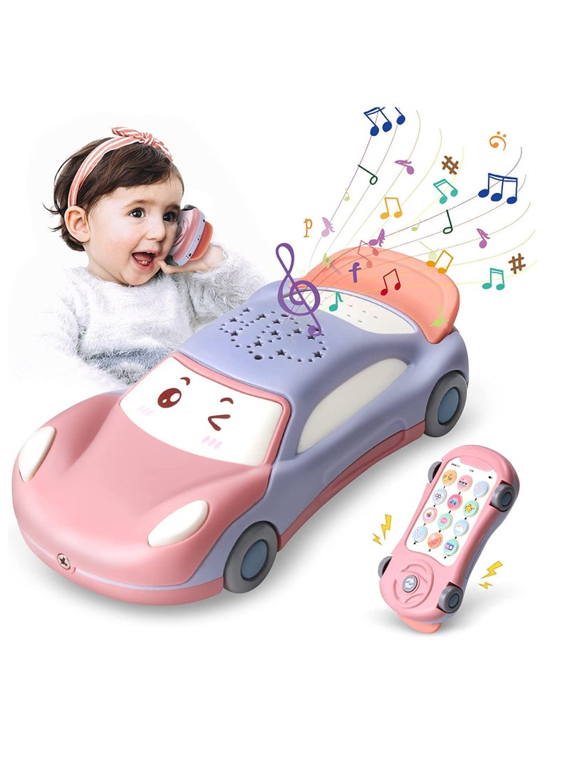 SYOSI Baby Cell Phone Toy for 1 Year Old Boy, Multi Function Car Toy with Music, Star Projector, Kids Pretend Phone for Learn Call Chat, Early Education Phone Toy for 1 2 3 Year Old Toddler Girl Boy - Image 1