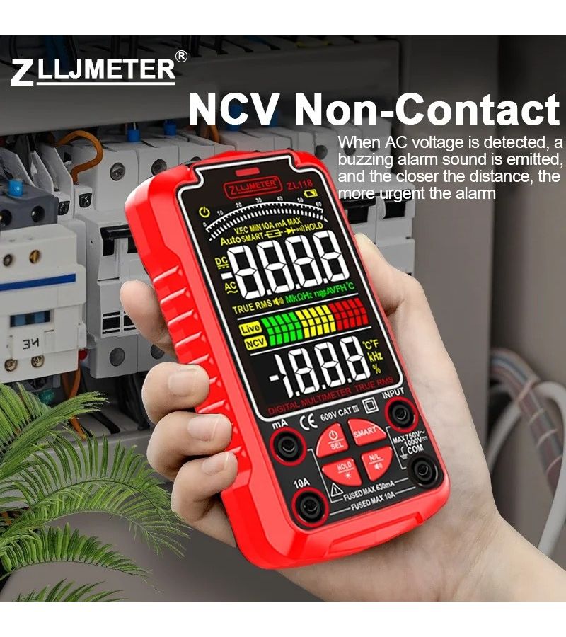 مقياس متعدد رقمي ZL118 عالي الحساسية، فولتميتر، أمبيرميتر، أومتر، فحص الدوائر NCV، قياس الجهد والتيار والمقاومة والديود والاستمرارية والترانزستور - Image 5