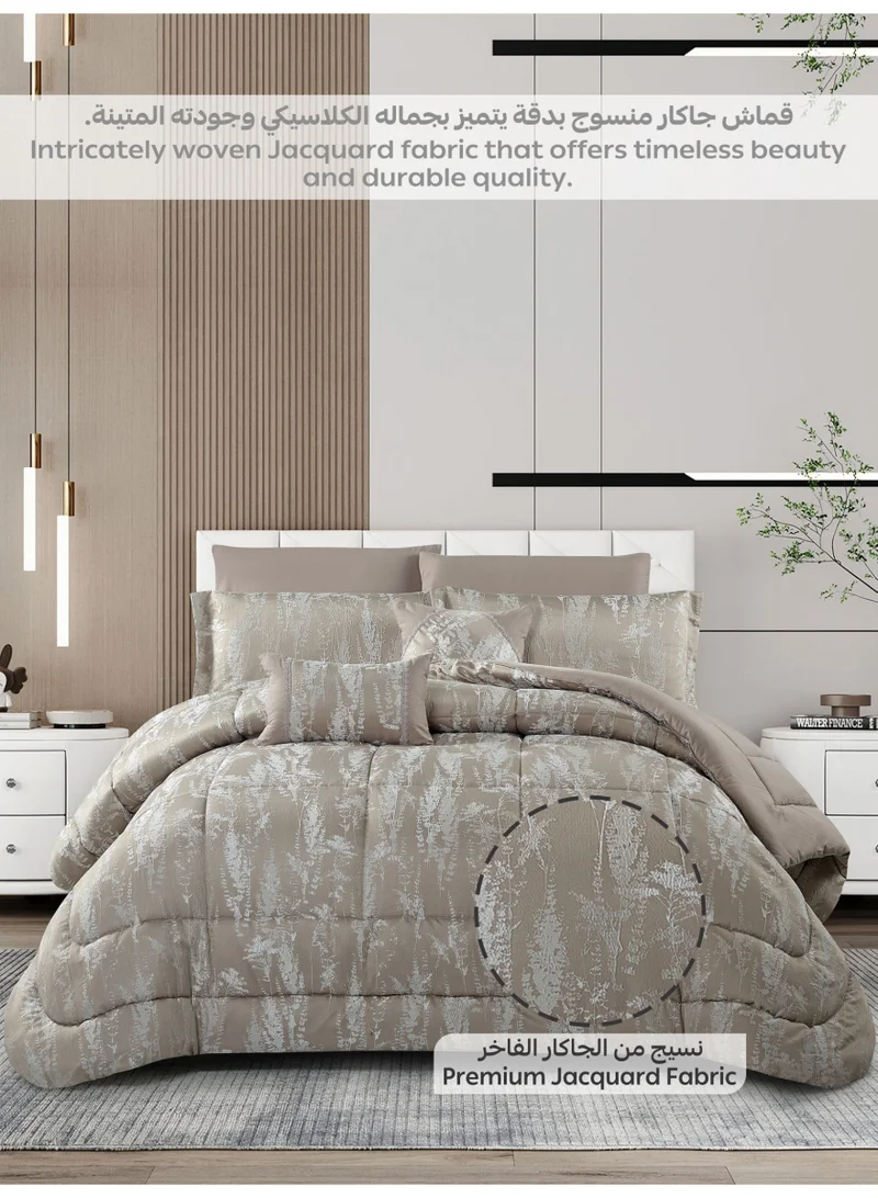 Donetella Luxury 5-Piece Comforter Set – twin size Size, Poly Jacquard Fabric, Soft 350 GSM Fill – Includes Comforter, Fitted Sheet, Pillowcases, Pillow Shams &amp; Decorative Filled Cushions