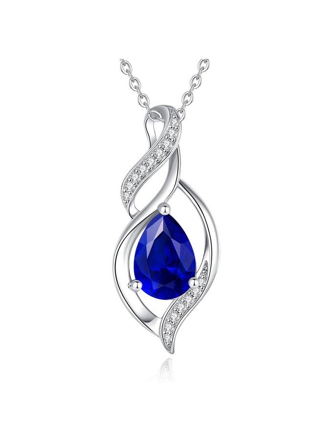 Fancime FANCIME September Birthstone Necklace for Women Blue Sapphire Teardrop Necklace S925 Sterling Silver Infinity Love Birthday Gifts for Mom Women, 16"+2" Inches  - Image 1