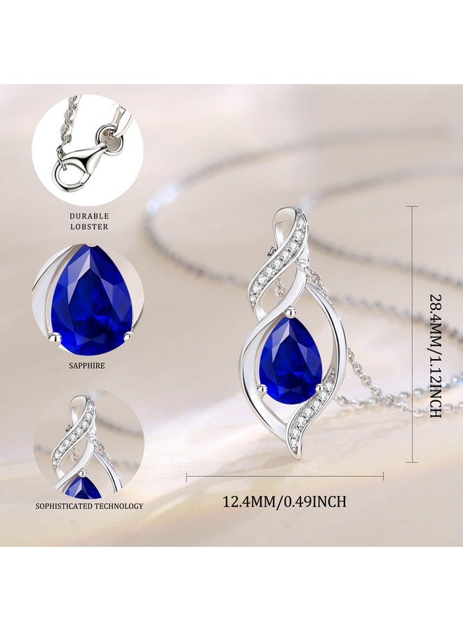 Fancime FANCIME September Birthstone Necklace for Women Blue Sapphire Teardrop Necklace S925 Sterling Silver Infinity Love Birthday Gifts for Mom Women, 16"+2" Inches  - Image 2