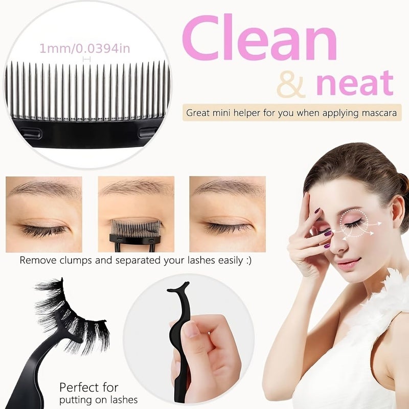 4pcs Deluxe Eyelash Curler Set Stainless Steel Tool Kit Black - Image 1