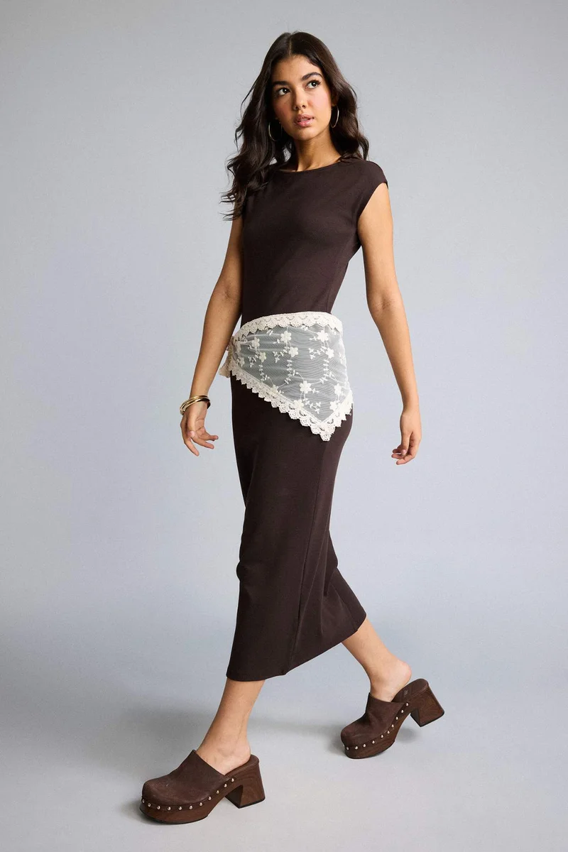 ديفاكتو Bodycon Dog Collar modal Maxi Dress
