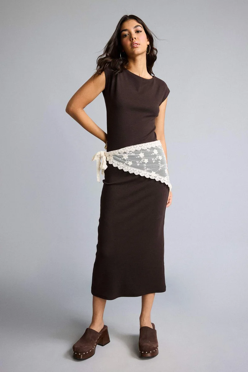 ديفاكتو Bodycon Dog Collar modal Maxi Dress