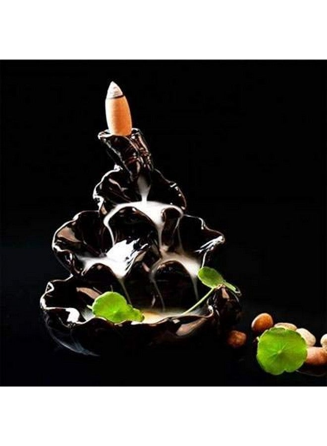 مبخرة بخور يدوية الصنع من Avira Shoppe ذات تدفق خلفي من الدخان الأسود - قطعة ديكورية - 12 سم (مادة البوليريسين، أسود) - Image 2