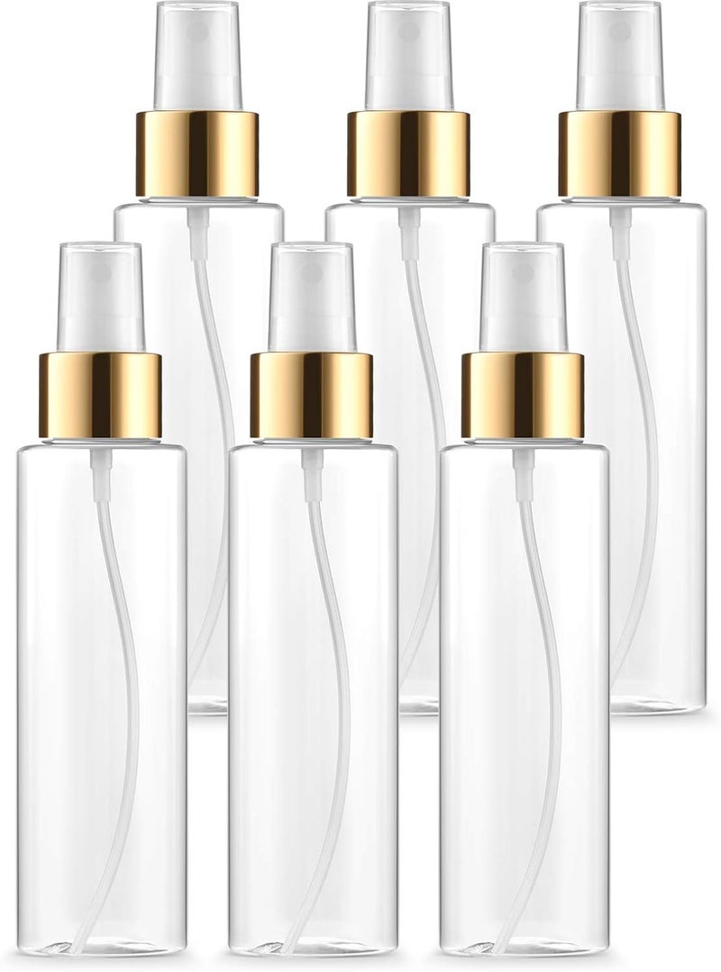 Bar5F Bar5F Fine Mist Spray Bottle 4-Ounce Crystal-Clear and Firm BPA-Free Gold Misting Cap 6-Pack