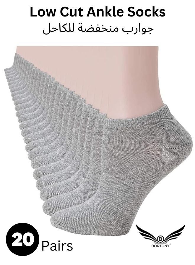BORTONY 20 Pairs Low Cut Ankle Socks for Men/Women Thin Breathable Summer Comfort Low Cut Socks  - Image 1