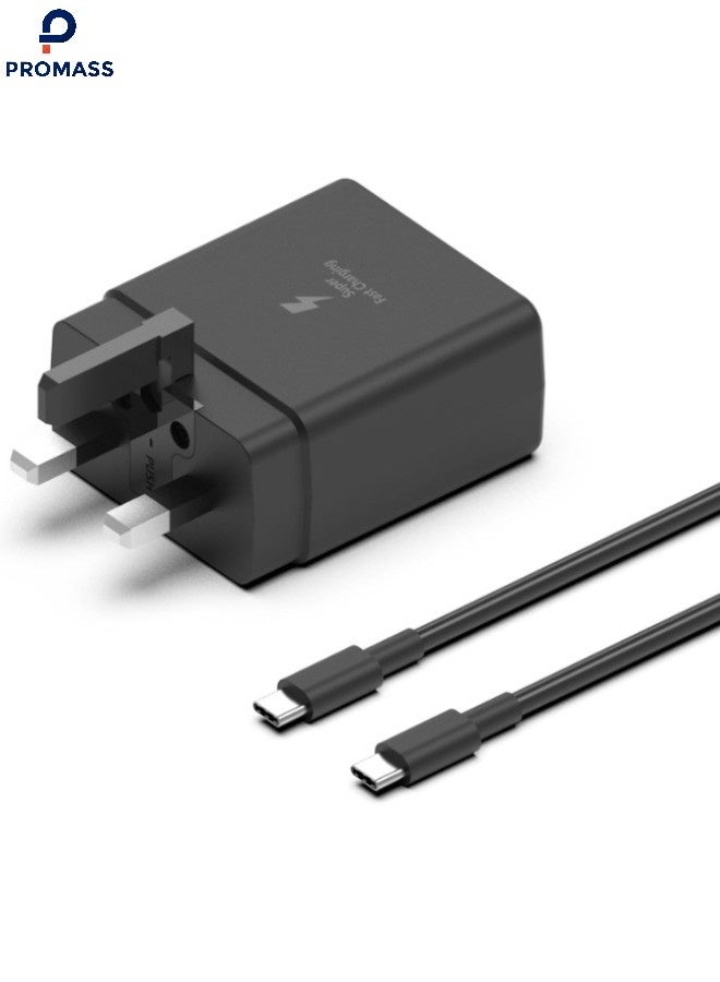 بروماس شاحن سريع فائق السرعة 45 واط متوافق مع سامسونج، محول طاقة USB C لجالاكسي S25/S24/S23/S22/S21 الترا، نوت 10/20/S20/S21 (مع كيبل USB C بطول 1 متر) - Image 1