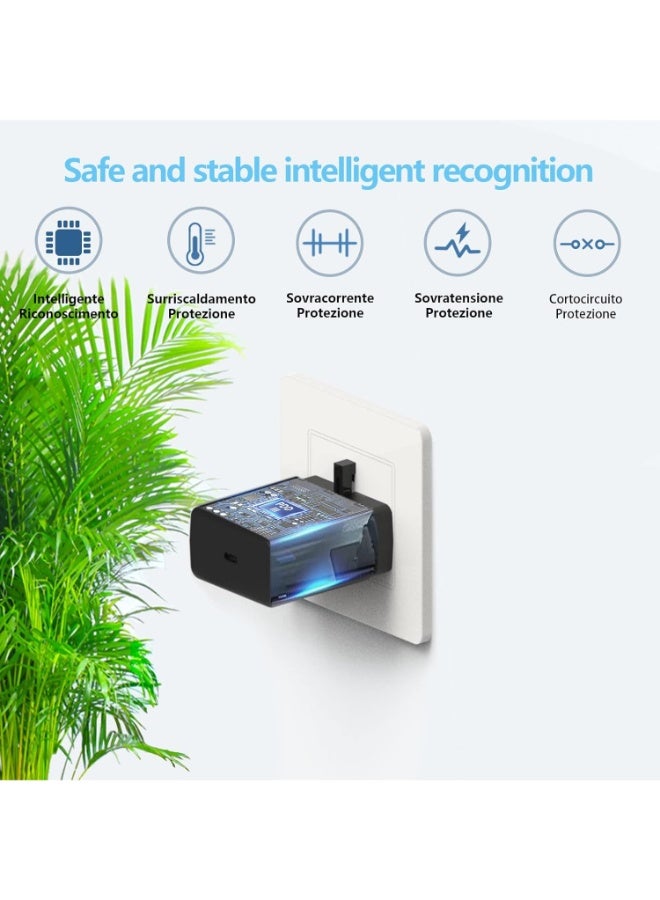 بروماس شاحن سريع فائق السرعة 45 واط متوافق مع سامسونج، محول طاقة USB C لجالاكسي S25/S24/S23/S22/S21 الترا، نوت 10/20/S20/S21 (مع كيبل USB C بطول 1 متر) - Image 2