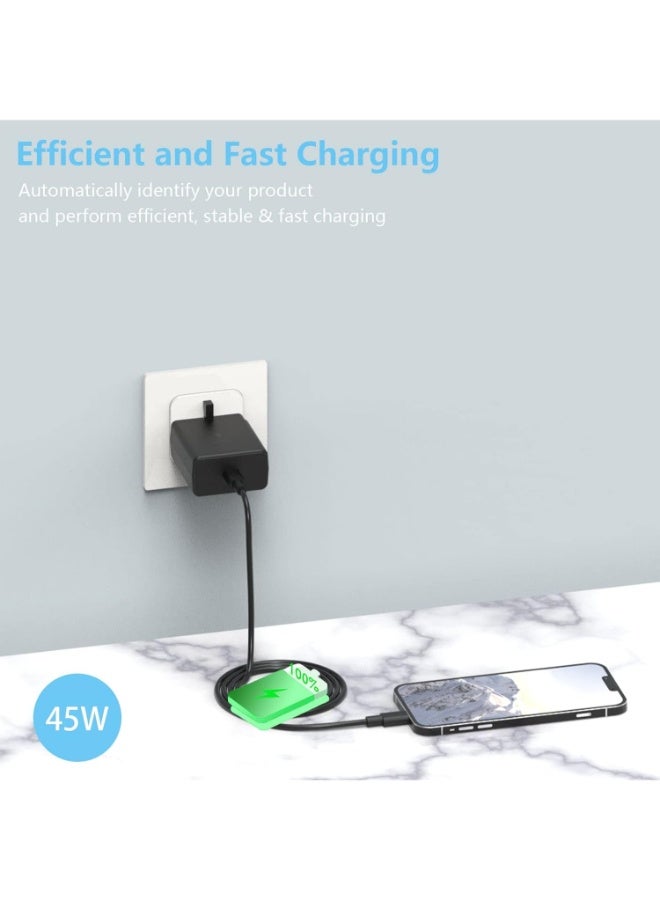 بروماس شاحن سريع فائق السرعة 45 واط متوافق مع سامسونج، محول طاقة USB C لجالاكسي S25/S24/S23/S22/S21 الترا، نوت 10/20/S20/S21 (مع كيبل USB C بطول 1 متر) - Image 3