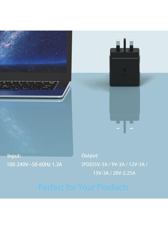 بروماس شاحن سريع فائق السرعة 45 واط متوافق مع سامسونج، محول طاقة USB C لجالاكسي S25/S24/S23/S22/S21 الترا، نوت 10/20/S20/S21 (مع كيبل USB C بطول 1 متر) - Image 5