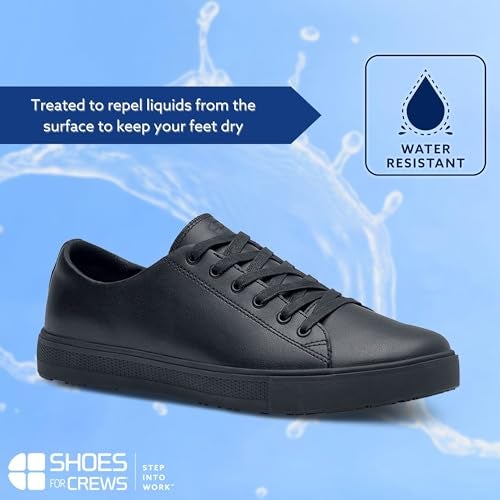 Shoes for Crews Old School Low-Rider, Men's, Women's, Unisex Leather Work Shoes, Slip Resistant, Water Resistant, Black, Men's 7 / Women's 8.5 Wide - Image 5