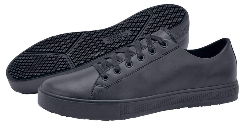 Shoes for Crews Old School Low-Rider, Men's, Women's, Unisex Leather Work Shoes, Slip Resistant, Water Resistant, Black, Men's 7 / Women's 8.5 Wide - Image 1
