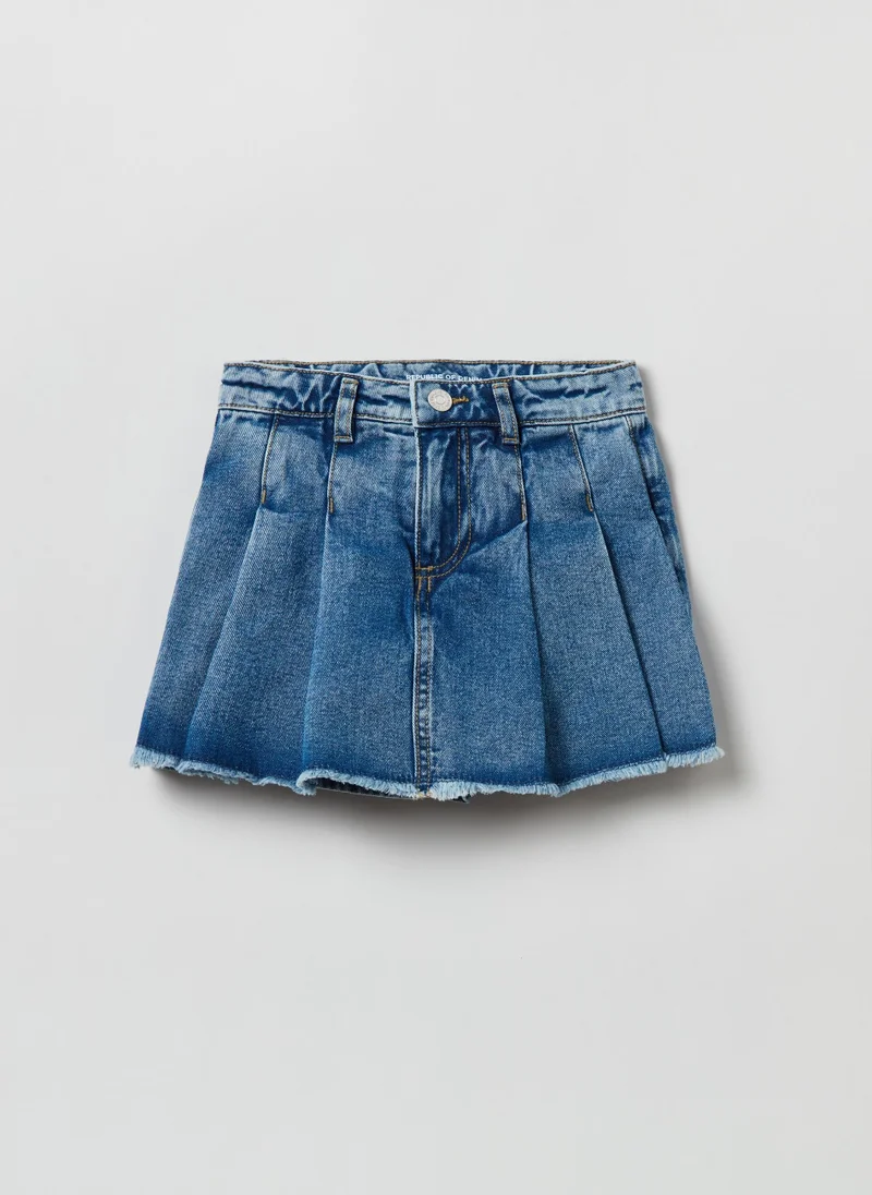 او في اس Denim pleated skort
