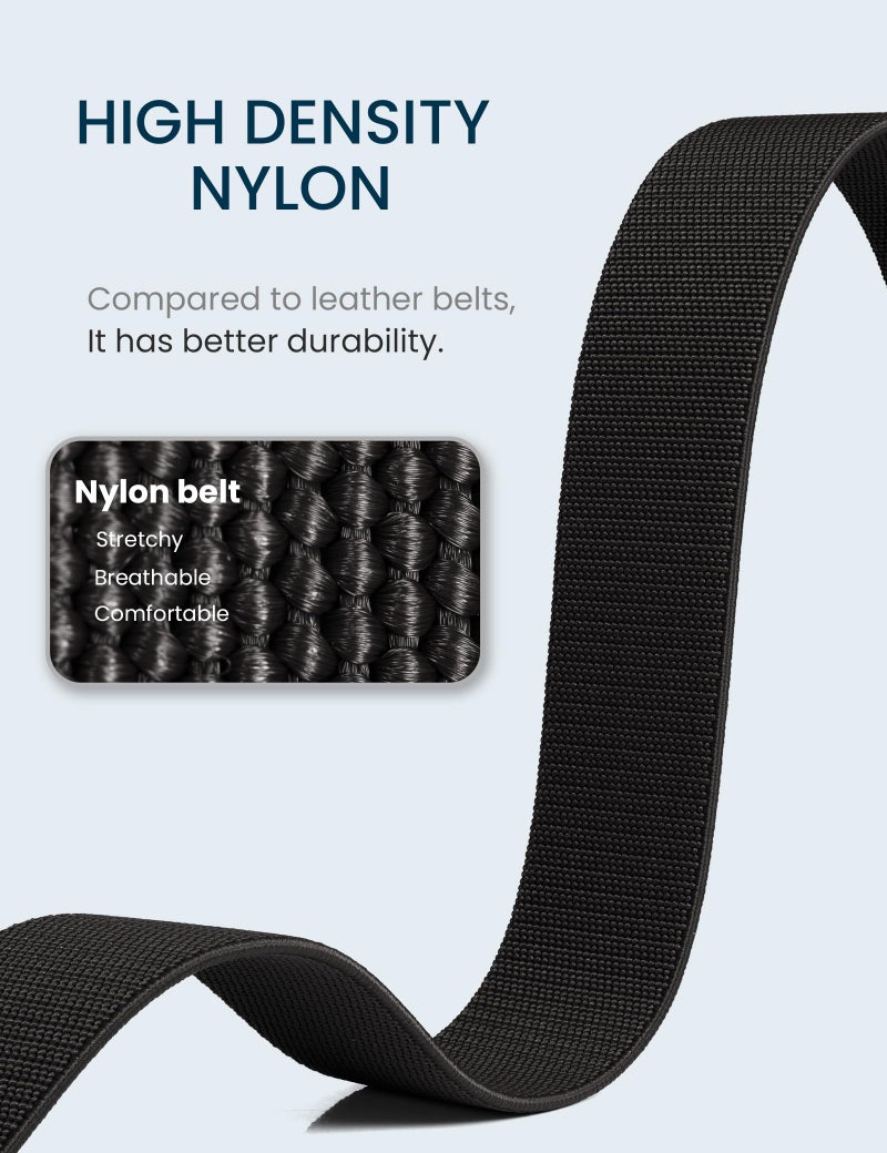 GEIT Men's Stretch Nylon Belt with Quick Release Metal Buckle, 1.5" Work Hiking Tactical Invisible Elastic Web Belt - Image 4