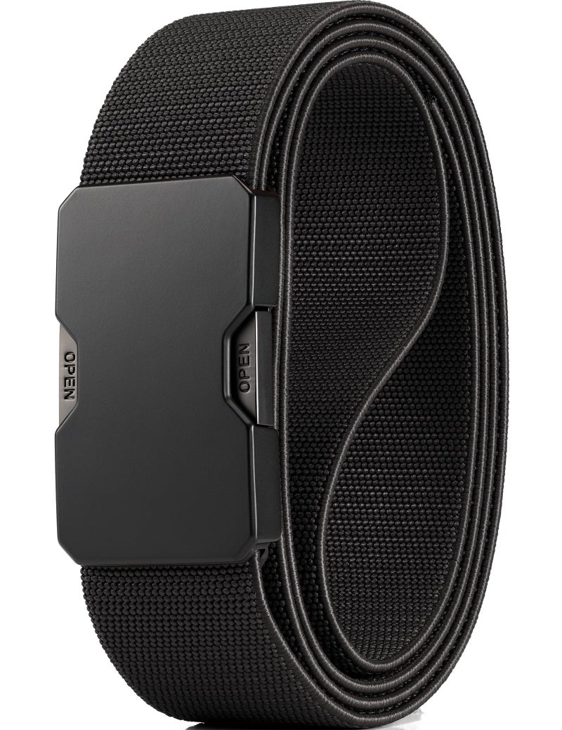 GEIT Men's Stretch Nylon Belt with Quick Release Metal Buckle, 1.5" Work Hiking Tactical Invisible Elastic Web Belt - Image 1