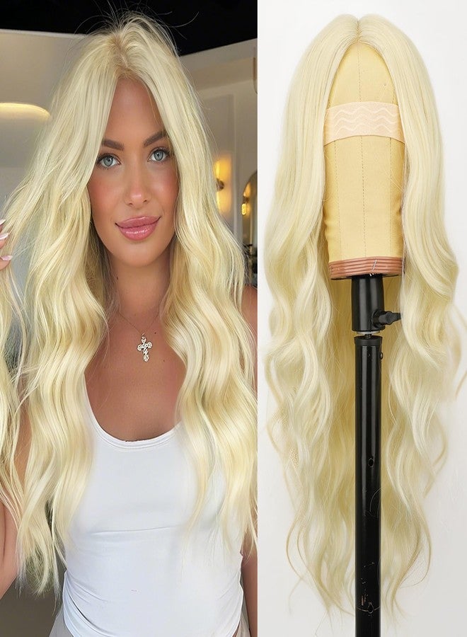 AISI HAIR 613 Blonde Wig for Women, Long Wavy Lace Hairline Middle Part Synthetic Wig for Daily Party-26 Inch - Image 1