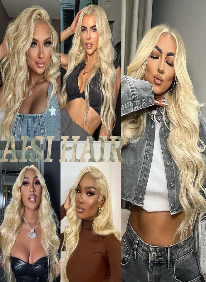 AISI HAIR 613 Blonde Wig for Women, Long Wavy Lace Hairline Middle Part Synthetic Wig for Daily Party-26 Inch - Image 5