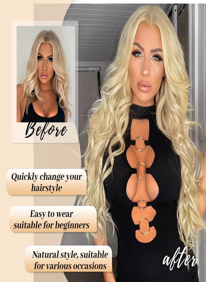 AISI HAIR 613 Blonde Wig for Women, Long Wavy Lace Hairline Middle Part Synthetic Wig for Daily Party-26 Inch - Image 3