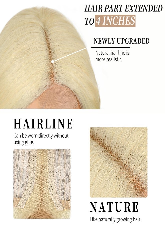 AISI HAIR 613 Blonde Wig for Women, Long Wavy Lace Hairline Middle Part Synthetic Wig for Daily Party-26 Inch - Image 4