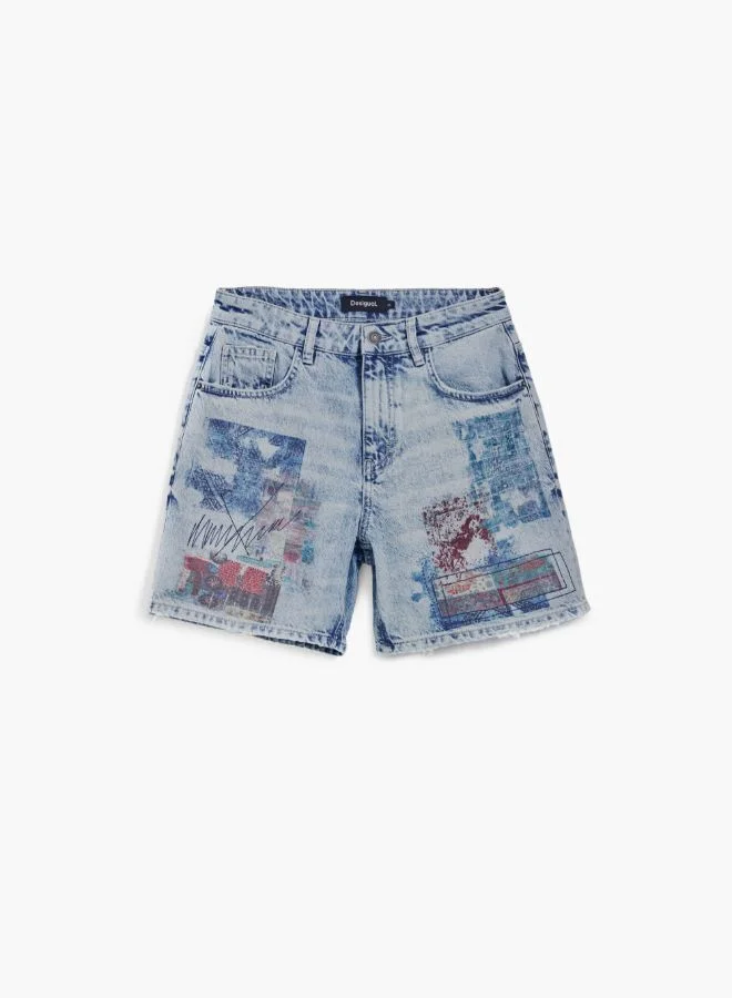 DESIGUAL Etnic Denim Bermuda Shorts
