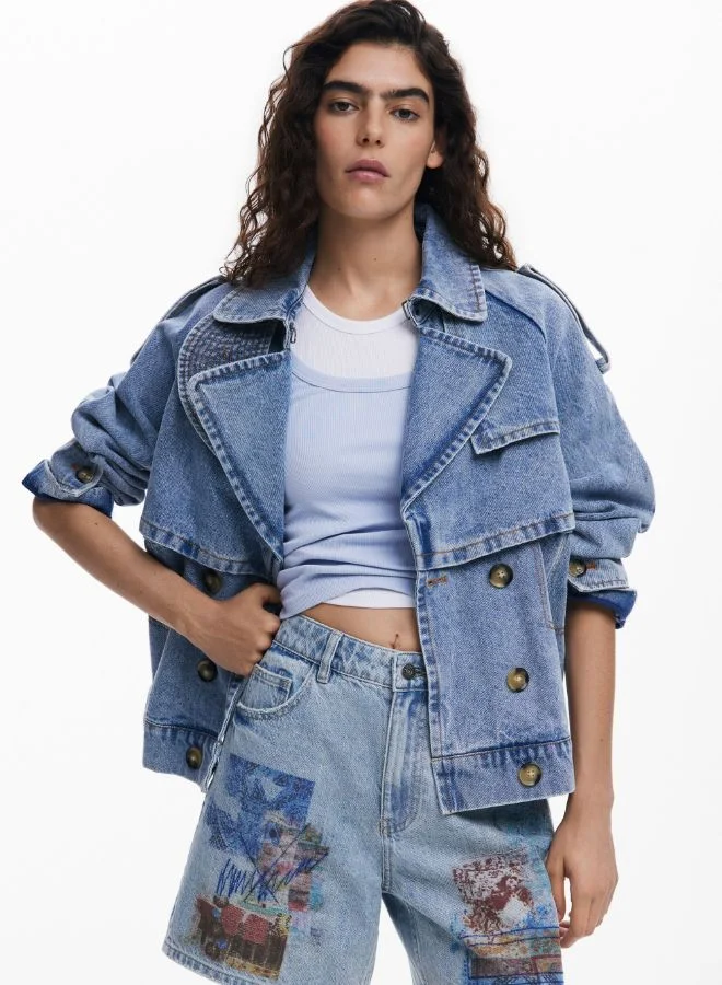 DESIGUAL Etnic Denim Bermuda Shorts