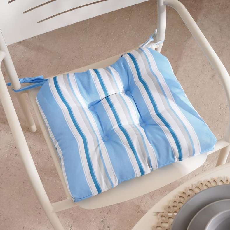 Pan Home وسادة كرسي خارجية محشوة - خطوط زرقاء - Image 1