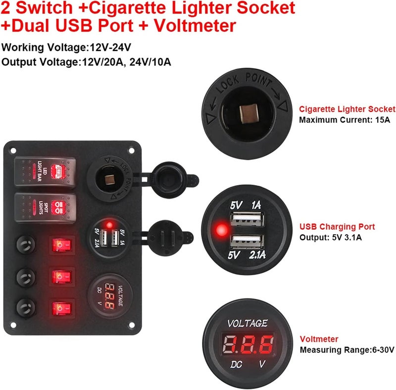 Wivplex Marine Switch Panel with Dual USB Ports - Image 3