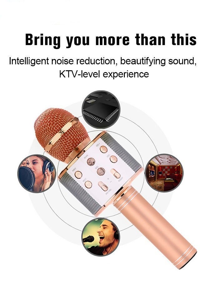 دوركو ميكروفون كاريوكي بلوتوث للمراهقين - هدية عيد ميلاد موسيقية للأطفال الصبيان والبنات في اللون الوردي - Image 3