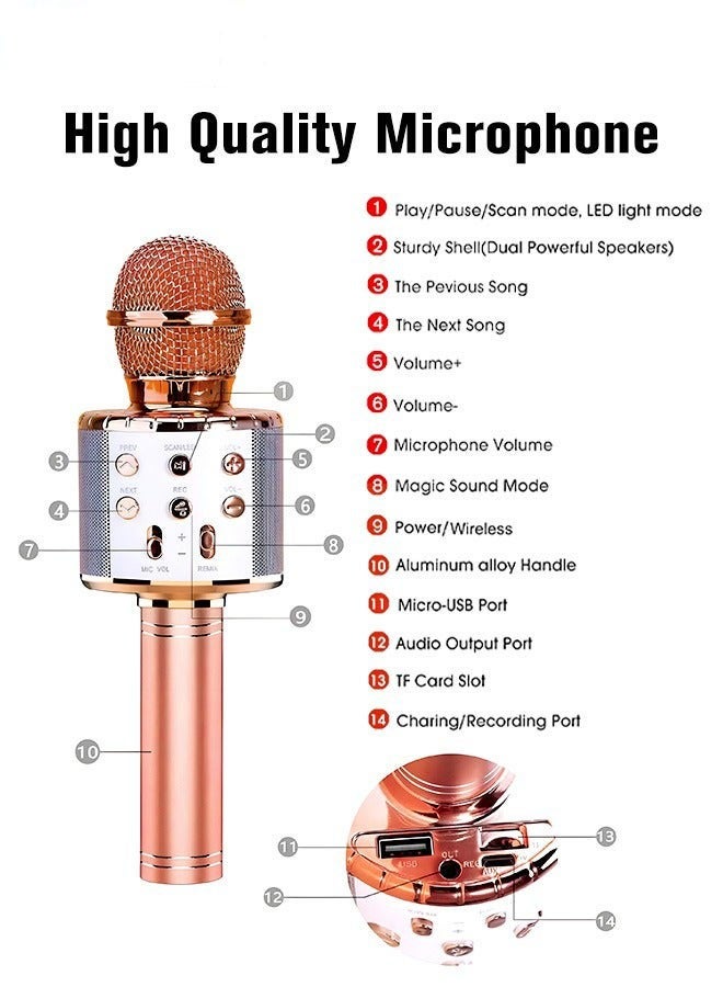 دوركو ميكروفون كاريوكي بلوتوث للمراهقين - هدية عيد ميلاد موسيقية للأطفال الصبيان والبنات في اللون الوردي - Image 4