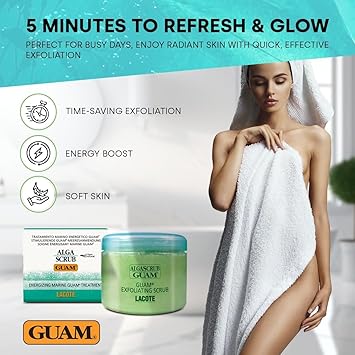 GUAM Seaweed Exfoliating Body Scrub with Lemon Mint Rosemary Essential Oils 700g AlgaSCRUB Energising Body Scrub Exfoliator Sea Salt Skin Body Care Softens Smooths Removes Dead Skin Cells - Image 2