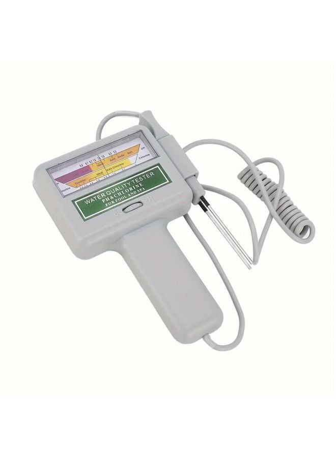 White 2 In 1 Water Quality Meter Portable Chlorine PH Tester For Pool Lake Ocean - Image 2
