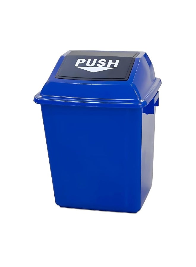 AKC Square Plastic Push-Lid Waste Bin – 25L-40L-60L-100L – Durable, Color-Coded Trash Can for Office, Commercial, Home – Space-Saving Design – Blue, Red, Green, Yellow, Grey (Blue, 25 Liters) 
