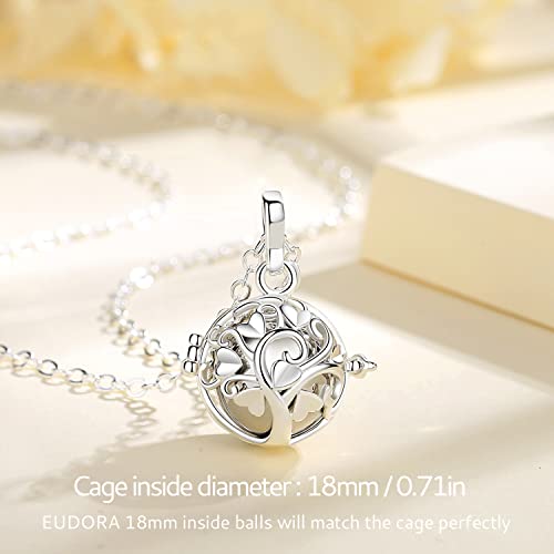 EUDORA Harmony Bola Tree of Love 20mm Angel Chime Caller Pendant Musical Chime Prayer Bell 30'' Necklace Silver - Image 3