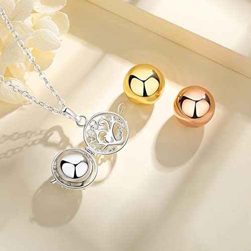 EUDORA Harmony Bola Tree of Love 20mm Angel Chime Caller Pendant Musical Chime Prayer Bell 30'' Necklace Silver - Image 4