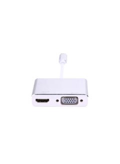 Generic Type-c to HDMI VGA Projection Converter USB for Apple Computer MacBookPro 2 in 1 USB 3.1 Type C to VGA HDMI 4K UHD Converter, Silver 