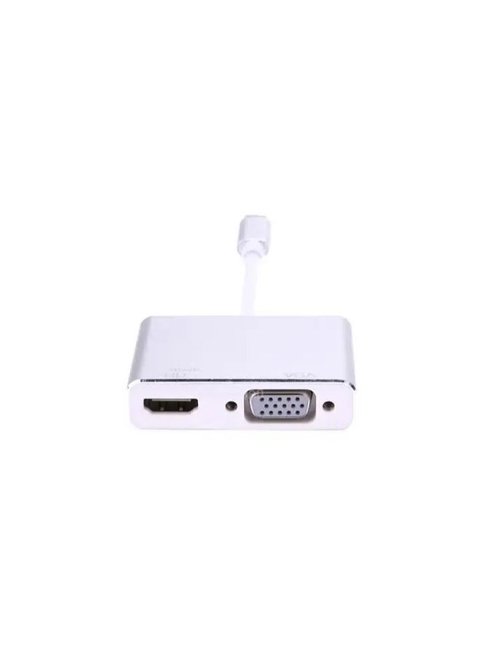 Generic Type-c to HDMI VGA Projection Converter USB for Apple Computer MacBookPro 2 in 1 USB 3.1 Type C to VGA HDMI 4K UHD Converter, Silver 