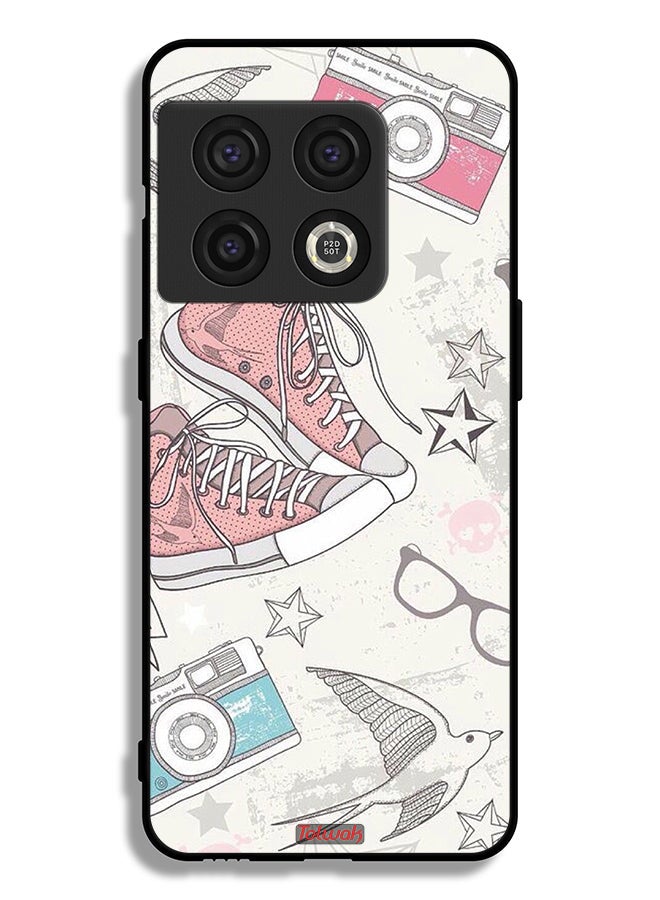 Tolwak OnePlus 10 Pro 5G Protective Case Cover Canva Shoes And Camera Art  - Image 2