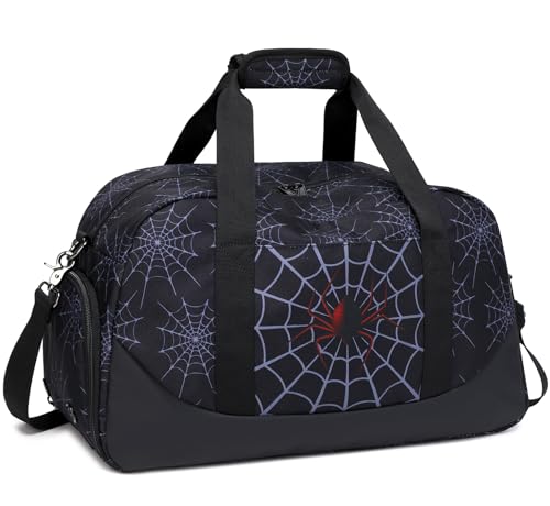 JIANYA Kids Overnight Duffle Bag Spider Sports Gym Bag with Shoe Compartment Wet Pocket Carry On Weekender Travel Bag Black - Image 1