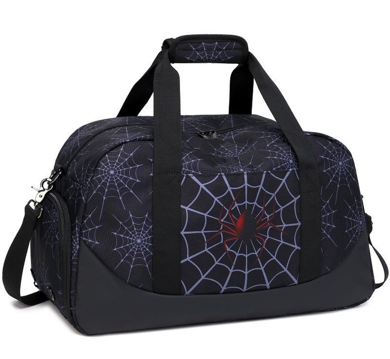 JIANYA Kids Overnight Duffle Bag Spider Sports Gym Bag with Shoe Compartment Wet Pocket Carry On Weekender Travel Bag Black - Image 2