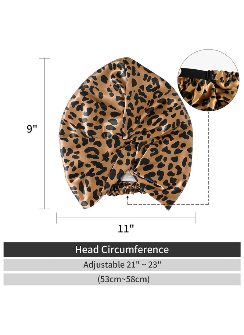 ZIMASILK 22 Momme Silk Sleep Cap Leopard Print  - Image 5