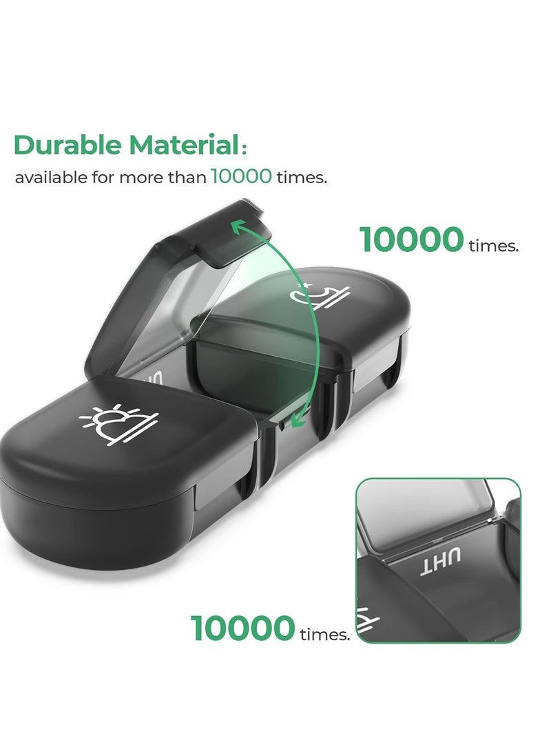 MIXDE Weekly Medication Organizer for 3 Times Daily, Black Privacy Protection. Portable Travel Storage for Vitamins, Fish Oil, Supplements. - Image 2