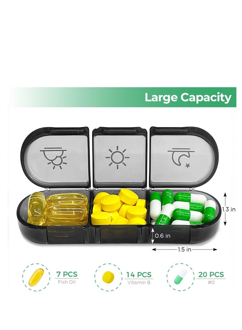 MIXDE Weekly Medication Organizer for 3 Times Daily, Black Privacy Protection. Portable Travel Storage for Vitamins, Fish Oil, Supplements. - Image 4