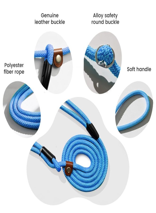 nets Tribe 6 FT Dog Leash for Large, Medium Dogs, Heavy Duty Dog Lead with Leather Tailor Connection, No Pull Training Lead Durable Rope Slip Leash, for Outside Walking, Playing, Camping, Yard (Blue) - Image 2