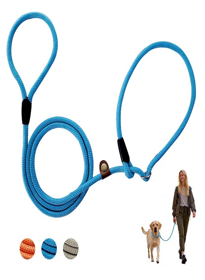 nets Tribe 6 FT Dog Leash for Large, Medium Dogs, Heavy Duty Dog Lead with Leather Tailor Connection, No Pull Training Lead Durable Rope Slip Leash, for Outside Walking, Playing, Camping, Yard (Blue) - Image 1
