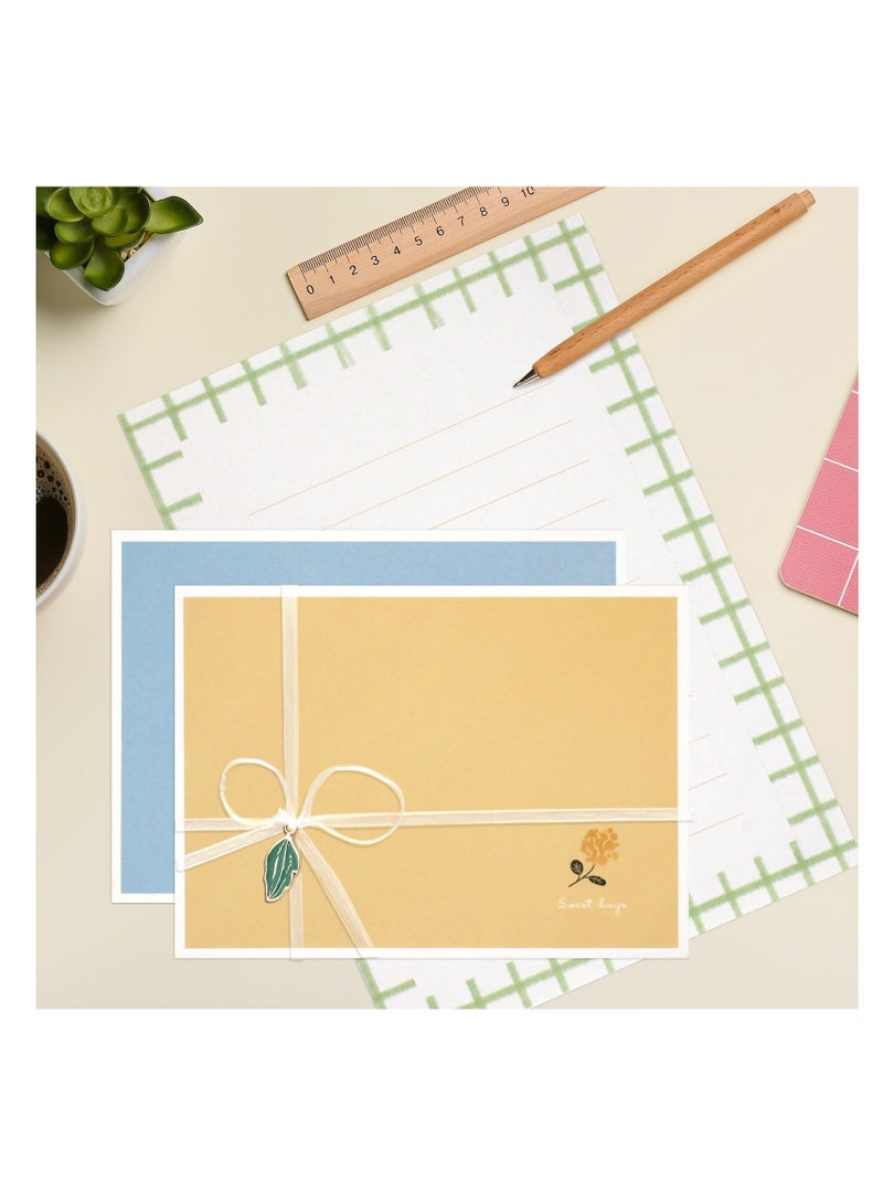 SYOSI Stationery Paper and Envelopes Set (48 PCS ), 16 PCS Lined Stationary Writing Paper with 8 PCS Matching Envelopes, Cute Floral Stationary Set for Writing Letters Poem Office School Supplies - Image 1