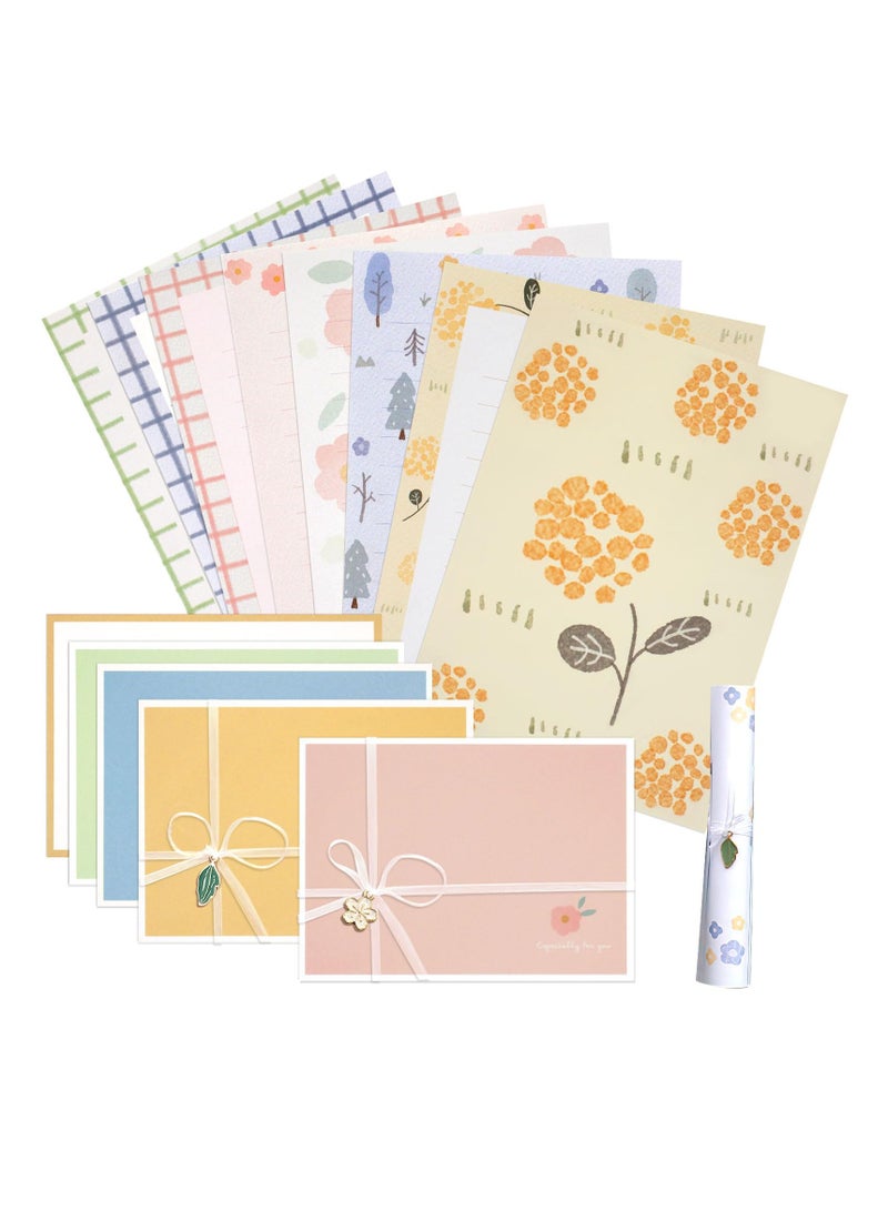 SYOSI Stationery Paper and Envelopes Set (48 PCS ), 16 PCS Lined Stationary Writing Paper with 8 PCS Matching Envelopes, Cute Floral Stationary Set for Writing Letters Poem Office School Supplies - Image 2