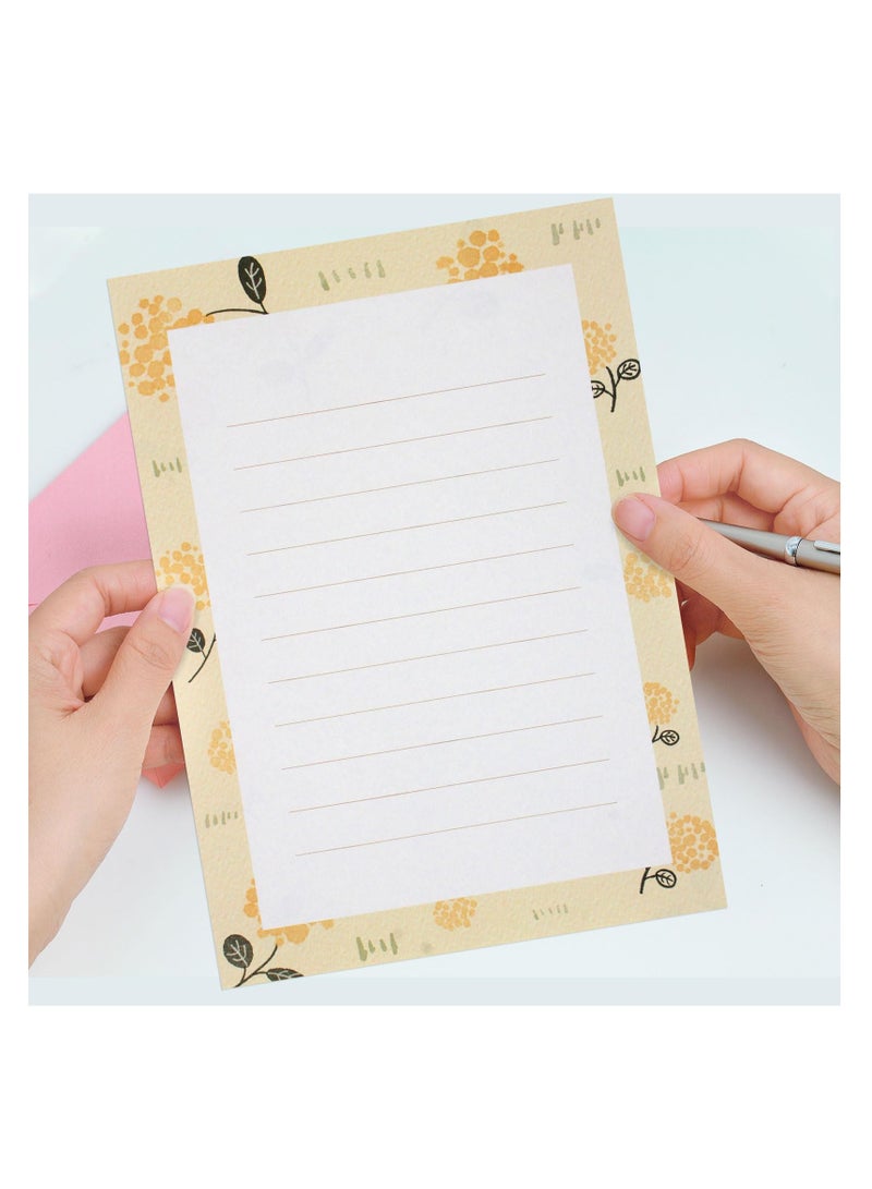 SYOSI Stationery Paper and Envelopes Set (48 PCS ), 16 PCS Lined Stationary Writing Paper with 8 PCS Matching Envelopes, Cute Floral Stationary Set for Writing Letters Poem Office School Supplies - Image 4