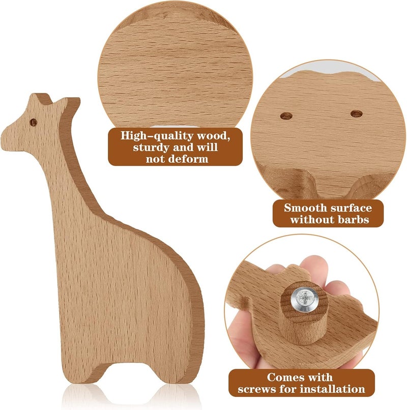 Qunclay Wooden Animal Cabinet Knobs - Decorative Wood Dresser Pulls With Screws - Marine Woodland Animals Furniture Handles for Nursery Drawer Decor (Zoo, 12 Set) - Image 4