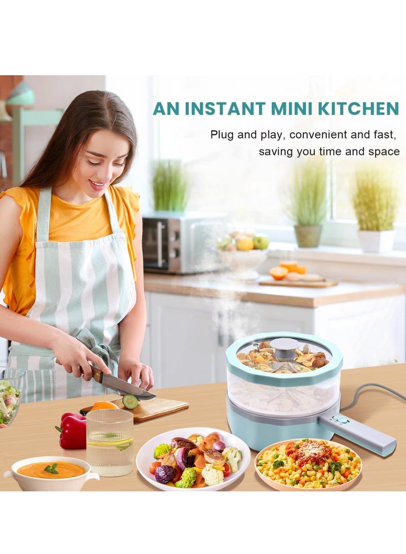 Electric Hot Pot with Steamer - 1.5L Non-Stick Ramen Cooker and Sauté Pan for Steak, Egg, Fried Rice, Soup - Portable Personal Cooker Perfect for Dorm & Apartment - Image 4